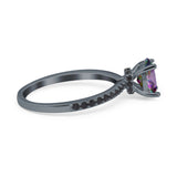 Accent Art Deco Wedding Ring Black Simulated Cubic Zirconia 925 Sterling Silver