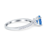 Oval Solitaire Accent Wedding Ring Simulated Cubic Zirconia 925 Sterling Silver