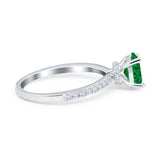 Oval Solitaire Accent Wedding Ring Simulated Cubic Zirconia 925 Sterling Silver