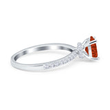 Oval Solitaire Accent Wedding Ring Simulated Cubic Zirconia 925 Sterling Silver