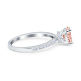 Oval Solitaire Accent Wedding Ring Simulated Cubic Zirconia 925 Sterling Silver