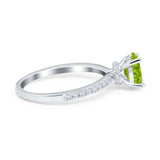 Oval Solitaire Accent Wedding Ring Simulated Cubic Zirconia 925 Sterling Silver