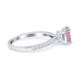 Oval Solitaire Accent Wedding Ring Simulated Cubic Zirconia 925 Sterling Silver