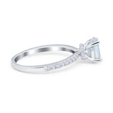 Oval Solitaire Accent Wedding Ring Simulated Cubic Zirconia 925 Sterling Silver
