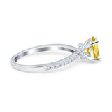 Oval Solitaire Accent Wedding Ring Simulated Cubic Zirconia 925 Sterling Silver