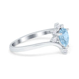 Teardrop V Chevron Engagement Ring Simulated Cubic Zirconia 925 Sterling Silver