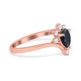 Teardrop V Chevron Engagement Ring Simulated Cubic Zirconia 925 Sterling Silver