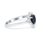 Teardrop V Chevron Engagement Ring Simulated Cubic Zirconia 925 Sterling Silver