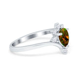 Teardrop V Chevron Engagement Ring Simulated Cubic Zirconia 925 Sterling Silver