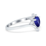 Teardrop V Chevron Engagement Ring Simulated Cubic Zirconia 925 Sterling Silver
