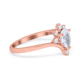 Teardrop V Chevron Engagement Ring Simulated Cubic Zirconia 925 Sterling Silver