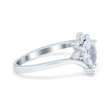 Teardrop V Chevron Engagement Ring Simulated Cubic Zirconia 925 Sterling Silver