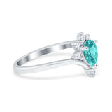 Teardrop V Chevron Engagement Ring Simulated Cubic Zirconia 925 Sterling Silver