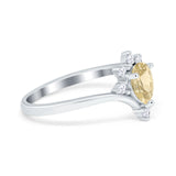 Teardrop V Chevron Engagement Ring Simulated Cubic Zirconia 925 Sterling Silver