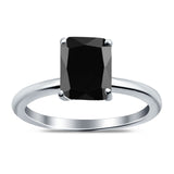 Emerald Simulated Cubic Zirconia Cathedral Engagement Ring 925 Sterling Silver Center Stone-(7mmx5mm)