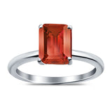 Emerald Simulated Cubic Zirconia Cathedral Engagement Ring 925 Sterling Silver Center Stone-(7mmx5mm)