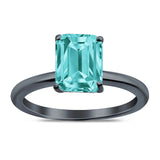 Cathedral Engagement Ring Emerald Simulated Cubic Zirconia 925 Sterling Silver Center Stone-(8mmx6mm)
