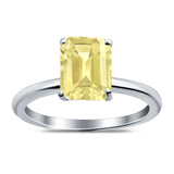 Cathedral Engagement Ring Emerald Simulated Cubic Zirconia 925 Sterling Silver Center Stone-(8mmx6mm)