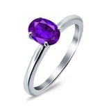 Simulated Cubic Zirconia Cathedral Wedding Ring 925 Sterling Silver Center Stone-(7mmx5mm)