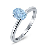 Simulated Cubic Zirconia Cathedral Wedding Ring 925 Sterling Silver Center Stone-(7mmx5mm)