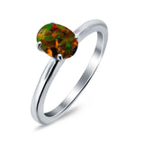 Simulated Cubic Zirconia Cathedral Wedding Ring 925 Sterling Silver Center Stone-(7mmx5mm)