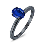 Simulated Cubic Zirconia Cathedral Wedding Ring 925 Sterling Silver Center Stone-(7mmx5mm)
