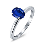 Simulated Cubic Zirconia Cathedral Wedding Ring 925 Sterling Silver Center Stone-(7mmx5mm)