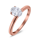 Simulated Cubic Zirconia Cathedral Wedding Ring 925 Sterling Silver Center Stone-(7mmx5mm)