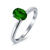 Simulated Cubic Zirconia Cathedral Wedding Ring 925 Sterling Silver Center Stone-(7mmx5mm)