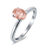 Simulated Cubic Zirconia Cathedral Wedding Ring 925 Sterling Silver Center Stone-(7mmx5mm)
