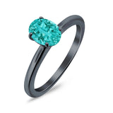 Simulated Cubic Zirconia Cathedral Wedding Ring 925 Sterling Silver Center Stone-(7mmx5mm)