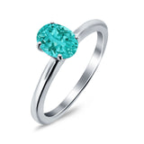 Simulated Cubic Zirconia Cathedral Wedding Ring 925 Sterling Silver Center Stone-(7mmx5mm)