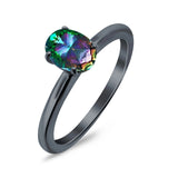 Simulated Cubic Zirconia Cathedral Wedding Ring 925 Sterling Silver Center Stone-(7mmx5mm)