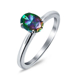 Simulated Cubic Zirconia Cathedral Wedding Ring 925 Sterling Silver Center Stone-(7mmx5mm)