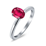 Simulated Cubic Zirconia Cathedral Wedding Ring 925 Sterling Silver Center Stone-(7mmx5mm)