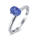 Simulated Cubic Zirconia Cathedral Wedding Ring 925 Sterling Silver Center Stone-(7mmx5mm)