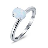 Simulated Cubic Zirconia Cathedral Wedding Ring 925 Sterling Silver Center Stone-(7mmx5mm)
