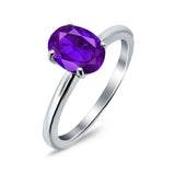 Oval Cut Simulated Cubic Zirconia Cathedral Wedding Ring 925 Sterling Silver Center Stone-(8mmx6mm)