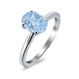 Oval Cut Simulated Cubic Zirconia Cathedral Wedding Ring 925 Sterling Silver Center Stone-(8mmx6mm)