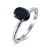 Oval Cut Simulated Cubic Zirconia Cathedral Wedding Ring 925 Sterling Silver Center Stone-(8mmx6mm)