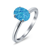 Oval Cut Simulated Cubic Zirconia Cathedral Wedding Ring 925 Sterling Silver Center Stone-(8mmx6mm)