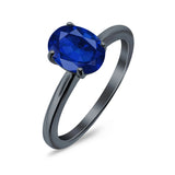 Oval Cut Simulated Cubic Zirconia Cathedral Wedding Ring 925 Sterling Silver Center Stone-(8mmx6mm)