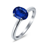 Oval Cut Simulated Cubic Zirconia Cathedral Wedding Ring 925 Sterling Silver Center Stone-(8mmx6mm)