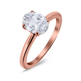 Oval Cut Simulated Cubic Zirconia Cathedral Wedding Ring 925 Sterling Silver Center Stone-(8mmx6mm)