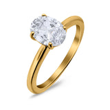 Oval Cut Simulated Cubic Zirconia Cathedral Wedding Ring 925 Sterling Silver Center Stone-(8mmx6mm)
