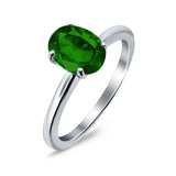 Oval Cut Simulated Cubic Zirconia Cathedral Wedding Ring 925 Sterling Silver Center Stone-(8mmx6mm)