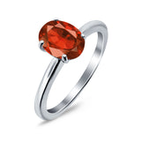 Oval Cut Simulated Cubic Zirconia Cathedral Wedding Ring 925 Sterling Silver Center Stone-(8mmx6mm)