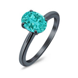 Oval Cut Simulated Cubic Zirconia Cathedral Wedding Ring 925 Sterling Silver Center Stone-(8mmx6mm)