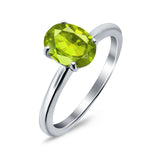 Oval Cut Simulated Cubic Zirconia Cathedral Wedding Ring 925 Sterling Silver Center Stone-(8mmx6mm)