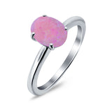 Oval Cut Simulated Cubic Zirconia Cathedral Wedding Ring 925 Sterling Silver Center Stone-(8mmx6mm)